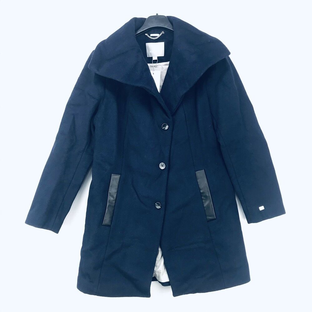 Soia & Kyo L Peacoat Button Up Faux Leather Trim
